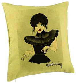 Perna Decorativa, Model Wednesday Addams Dancing Hands 3, 40x40 cm, Verde, Husa Detasabila, Burduf