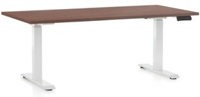 Masa inaltime reglabila OfficeTech C, 160 x 80 cm, bază albă, nuca
