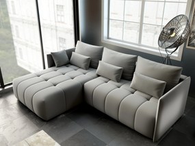 Colțar extensibil dumonde cu ladă de depozitare si sezut confortabil din spuma high-density, Malta Royal Grey 235x185 cm