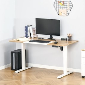 Birou Înălțime Reglabilă Electric Vinsetto 140 x 70 cm Birou de Calculator cu 4 Setări de Memorare, Blat de Masă din 4 Părți, Birou Stand-Sit cu Anti-Coliziune, Protecție la Suprasarcină Alb | Aosom Romania