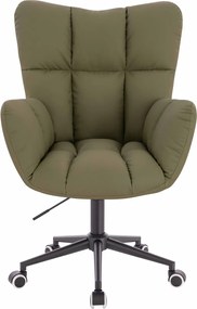 HR650K Scaun Khaki Piele Ecologica Premium Soft cu Bază Neagră