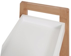 HOMCOM Dulapior Compact Baie, Raft Multifuncțional cu 3 Etajere, din MDF și Bambus, 27.5x20.8x74 cm, Alb | Aosom Romania