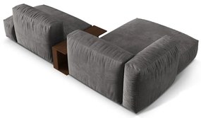 Colțar modular gri cu tapițerie din catifea (cu colț pe partea stângă/cu șezlong) Martina – Micadoni