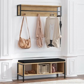 Cuier de perete cu bancă Shana Oak  and Black