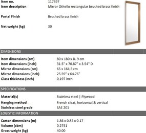 Oglinda decorativa design LUX Othello rectangular 80x180cm