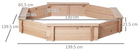 Outsunny Cutie de Nisip pentru Copii 3-8 Ani cu Scaune și Peliculă de Acoperire, 139,5x139,5x21,5 cm, Lemn Natural | Aosom Romania