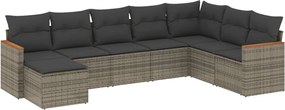 vidaXL Set canapele de grădină cu perne, 8 piese, gri, poliratan