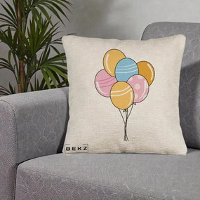 Perna Decorativa Baloane Petrecere, 40x40 cm, Bej Canapea, Husa Detasabila, Perna Inclusa, BEKZ®
