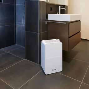 Dezumidificator de aer Woods MDK13, 2 viteze, Pana la 60 m², Potrivit si pentru baie, 108 m³, 12 l/24 h, hidrostat, 44 dB, IPX1, Alb