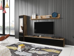 Mobilier living Selwyn I (wotan + Negru lucios ) (iluminat LED Alb). 1054033