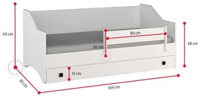 Expedo Pat pentru copii RIDLEY single, 80x160, alb