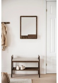 Oglindă de perete cu raft și ramă din lemn 45x60 cm Inverness - Rowico