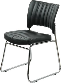 Scaun vizitator negru HRC 613 din piele ecologică și cadru cromat