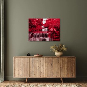 Tablou pe sticlă - Cascade indoneziene în roșu (70x50 cm)