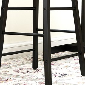 HOMCOM Set masă de bar cu tabureți, compartimente deschise, raft reglabil și suporturi pentru picioare, stejar și negru | Aosom Romania