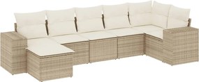 vidaXL Set canapele de grădină, 7 piese, cu perne, bej, poliratan
