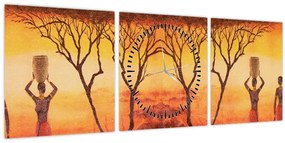 Tablou - Savana africană (cu ceas) (90x30 cm)