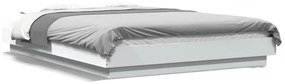 Cadru de pat cu lumini LED, alb, 120x190 cm, lemn prelucrat