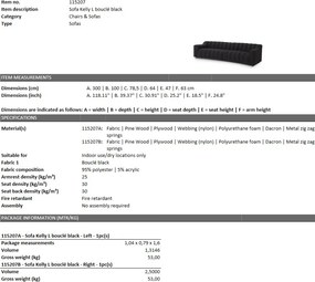 Canapea design LUX Kelly L boucle negru 115207 HZ