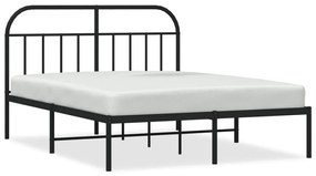 353637 vidaXL Cadru de pat metalic cu tăblie, negru, 150x200 cm