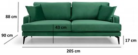 Canapea 3 locuri Papira verde