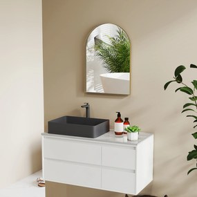 HOMCOM Oglindă murală curbată oglindă de baie cu cadru din aliaj de aluminiu pentru dormitor living intrare 50 × 70 cm aur | Aosom Romania