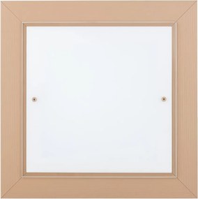 Plafoniera din lemn si sticla TABOR 32x32cm, piersica