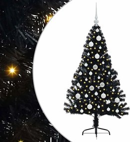vidaXL Pom de Crăciun artificial pre-iluminat Negru 120 cm PVC