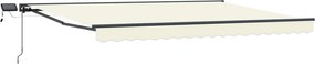 vidaXL Cadru manual de marchiză cu LED-uri Crem 4 × 3 m