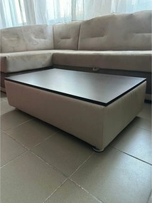 PRODUS RESIGILAT - Taburet cu lada, wenge/crem, piele ecologica, 100x6
