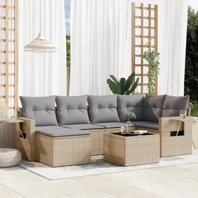 vidaXL Set canapele de grădină, 7 piese, cu perne, bej, poliratan