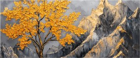 Tablou – Arbore auriu în munți (120x50 cm)