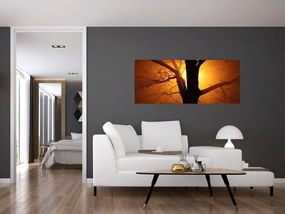 Tablou cu copac în apus de soare (120x50 cm)