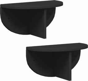 vidaXL Raft de perete 2 pcs Negru 38 x 19 x 19 cm Lemn compozit