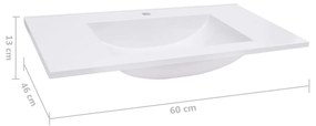 Chiuveta incorporata, alb, 600 x 460 x 130 mm, SMC 60 x 46 x 13 cm