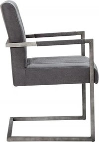 Scaun cu brate design retro Big Aston microfibra gri vintage