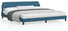 373256 vidaXL Cadru de pat cu tăblie, albastru, 200x200 cm, catifea