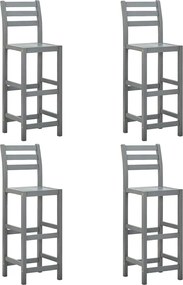 vidaXL Scaune de bar, 4 buc., gri, lemn masiv de acacia