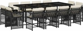 vidaXL Set mobilier de grădină cu perne, 13 piese, negru, poliratan