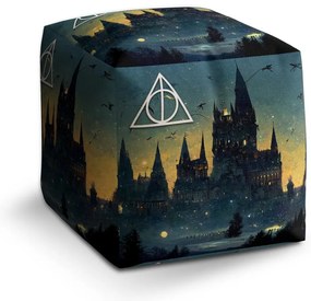 Taburet Cube Hogwarts de noapte, colorat