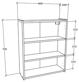 Corp Baie haaus Zed, Suspendat, 2 Usi, cu oglinda, Alb, 60 x 22 x 72 cm