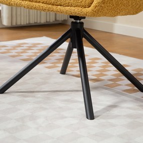 HOMCOM Fotoliu, scaun tapițat cu cupă de șezut confortabilă, rotativ, tapițerie moale, până la 120 kg, Galben | Aosom Romania