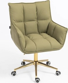 HR560K Scaun Khaki Piele Ecologica Premium Soft cu Bază Aurie