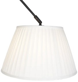 Lampă suspendată neagră cu abajur plisat 35 cm crem - Blitz