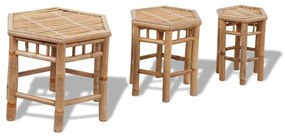 41495 vidaXL Set 3 scaune din lemn de bambus