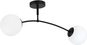 Plafoniera Sefora PL2 B Klausen Urban 2xE27 Negru 70x15x27 cm, Lustra Moderna Metal si Sticla Opal pentru Living, Design Elegant, Iluminat Interior