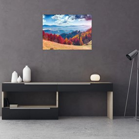 Tablou pe sticlă cu peisaj de toamnă pitoresc (70x50 cm)