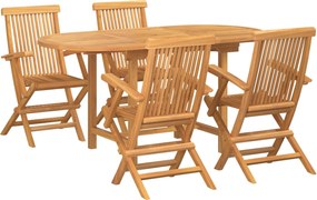 vidaXL Set de masă pentru grădină 5 pcs Maro Lemn solid de tec