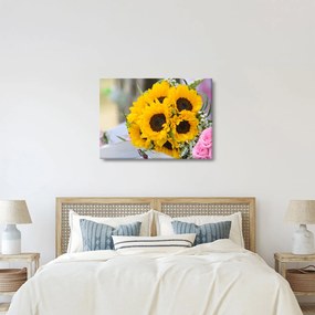 Tablou cu buchetul miresii de floarea soarelui (70x50 cm)