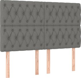 vidaXL Tăblie de pat gri închis 160x7x118/128 cm, material textil